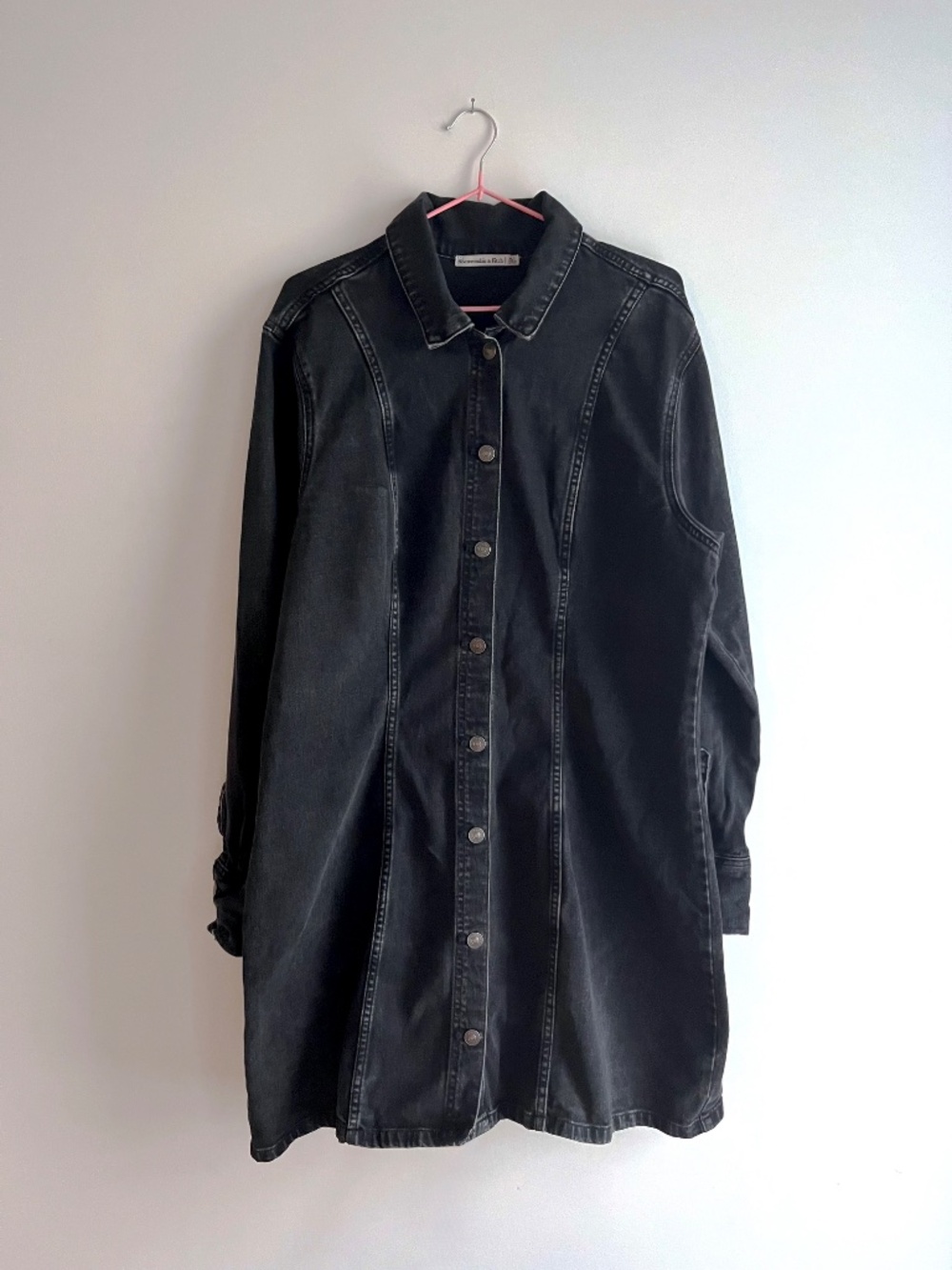 Denim shirt dress in washed black - Size XL Tall